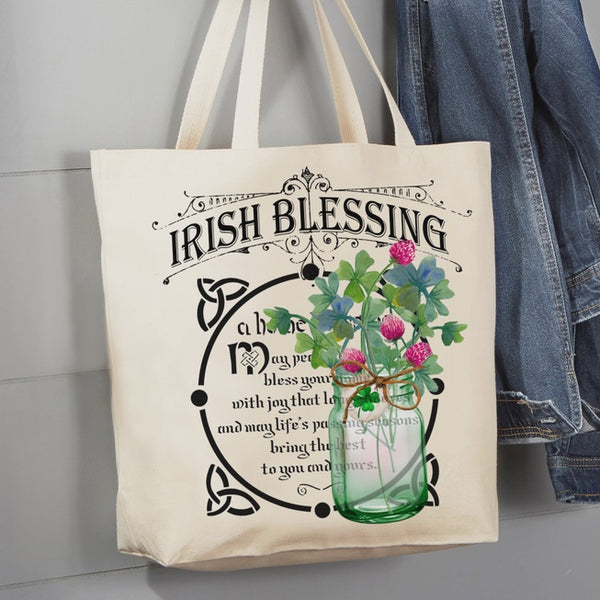 Irish Blessing Cotton Canvas Tote Bag