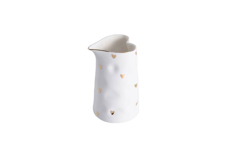 Gold Hearts Porcelain Pitcher/Creamer