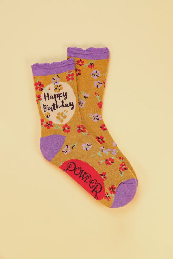 Happy Birthday Floral Ankle Socks
