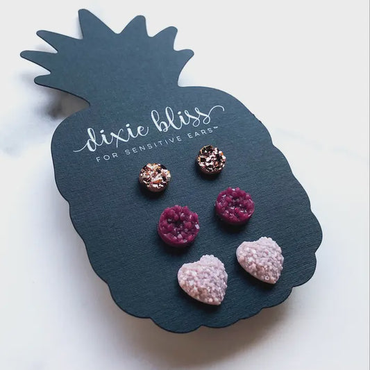 3 Pair Stud Earrings