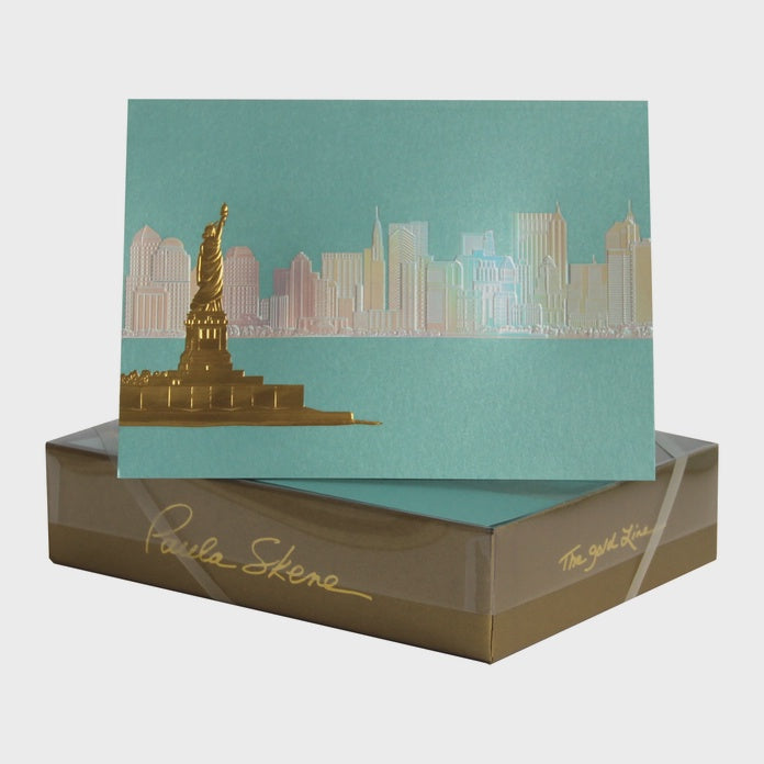 NYC Skyline On Teal Blank Card