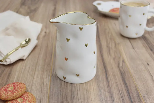 Gold Hearts Porcelain Pitcher/Creamer