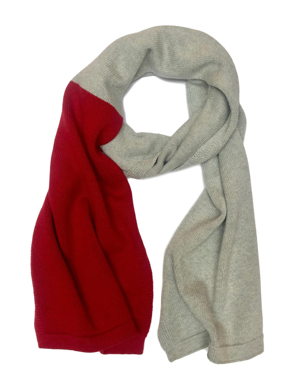 Grey Scarf with Red Color Block